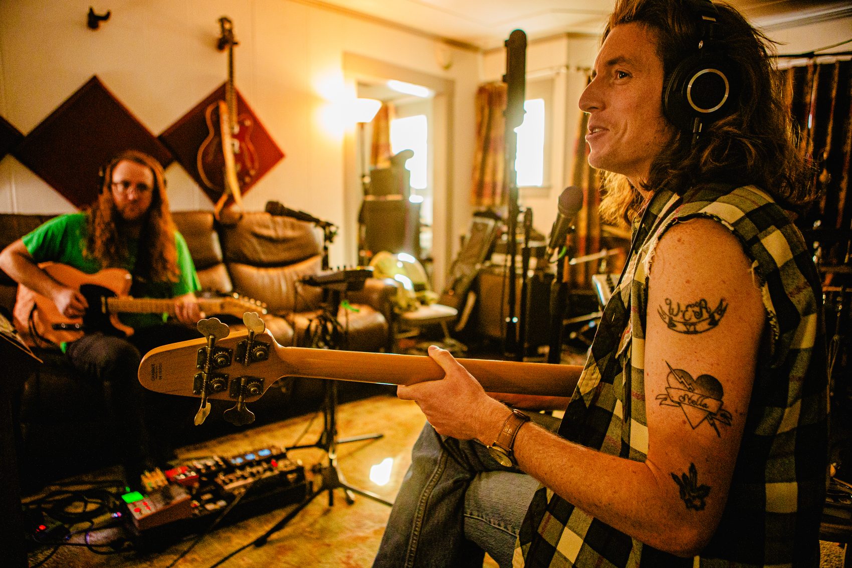 A band tracking live together in the 450 square foot live room