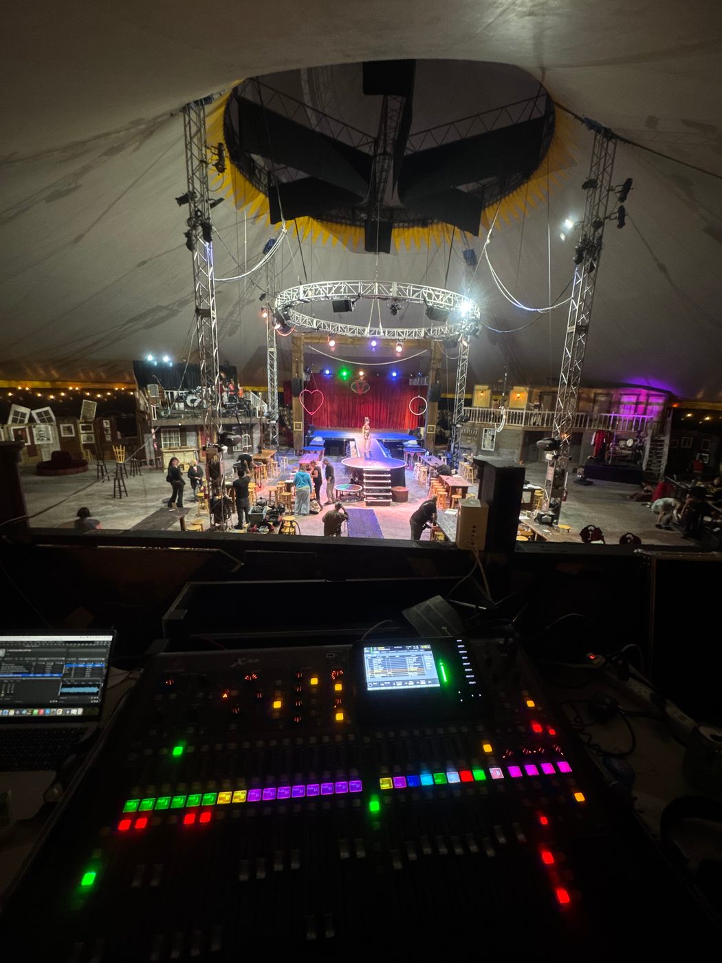 Running sound for a circus show from the desk