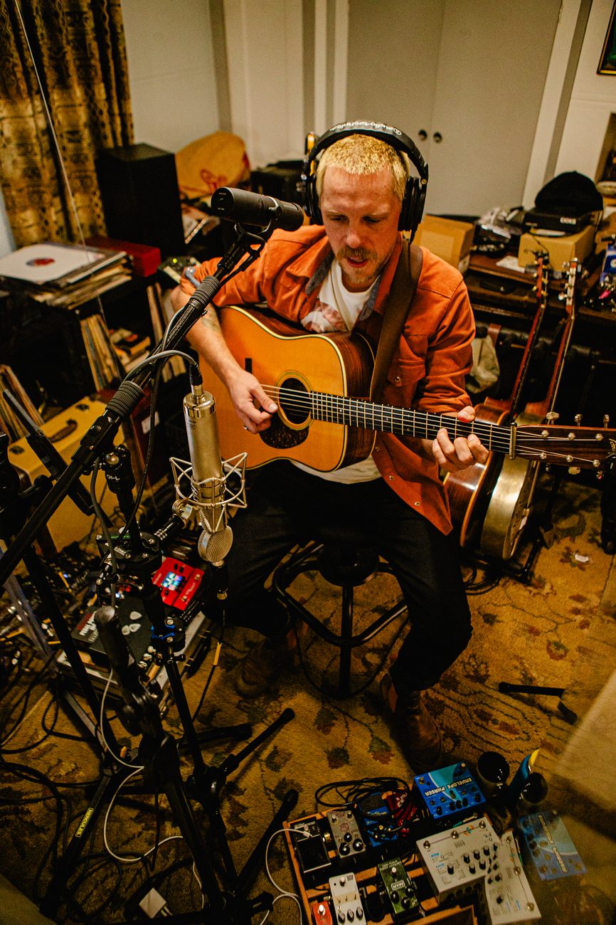 Tracking acoustic guitar and vocal during the Honky Tonk Wisdom sessions